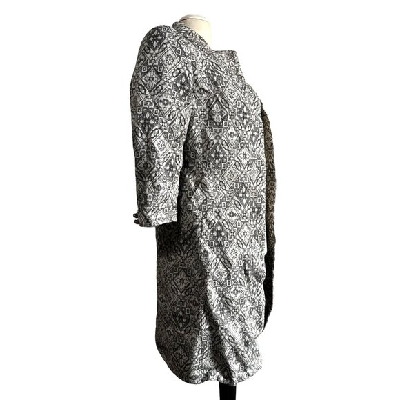 Zara Basic Silver Wool Blend 3/4 Long Blazer Sz Medium Womens Bow Back - Picture 8 of 13